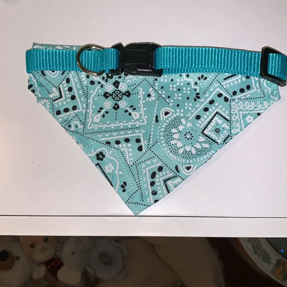 Baby blue bandana dog or cat collar